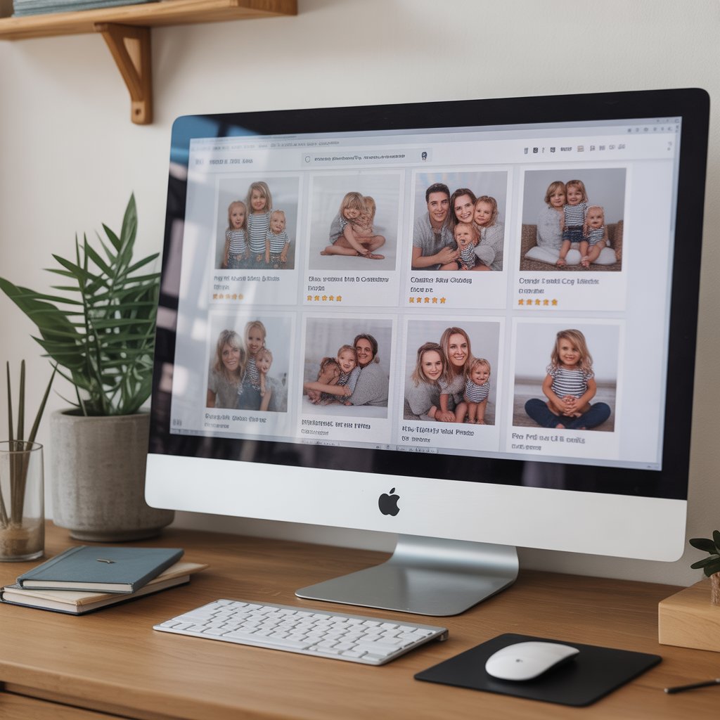 Heartwarming Family Canvas Art for Your Home 9 A desktop screen displaying product pages from popular canvas printing websites, with multiple family canvas examples and customer star ratings.