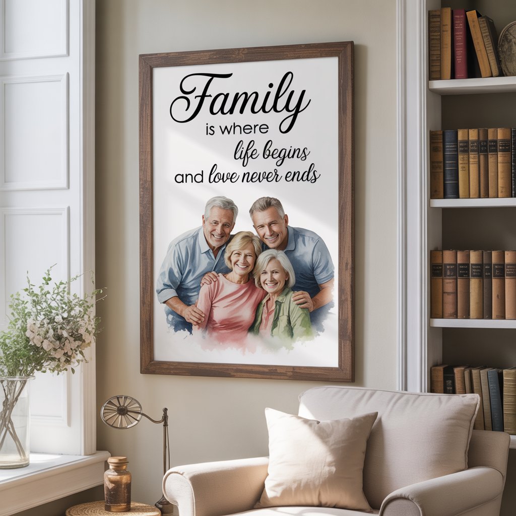Quotes That Belong on Your Family Canvas Wall Art 4 “Couple holding hands during an anniversary celebration, surrounded by candles, floral décor, and a romantic glowing ‘Love Still Burns Bright’ backdrop.”