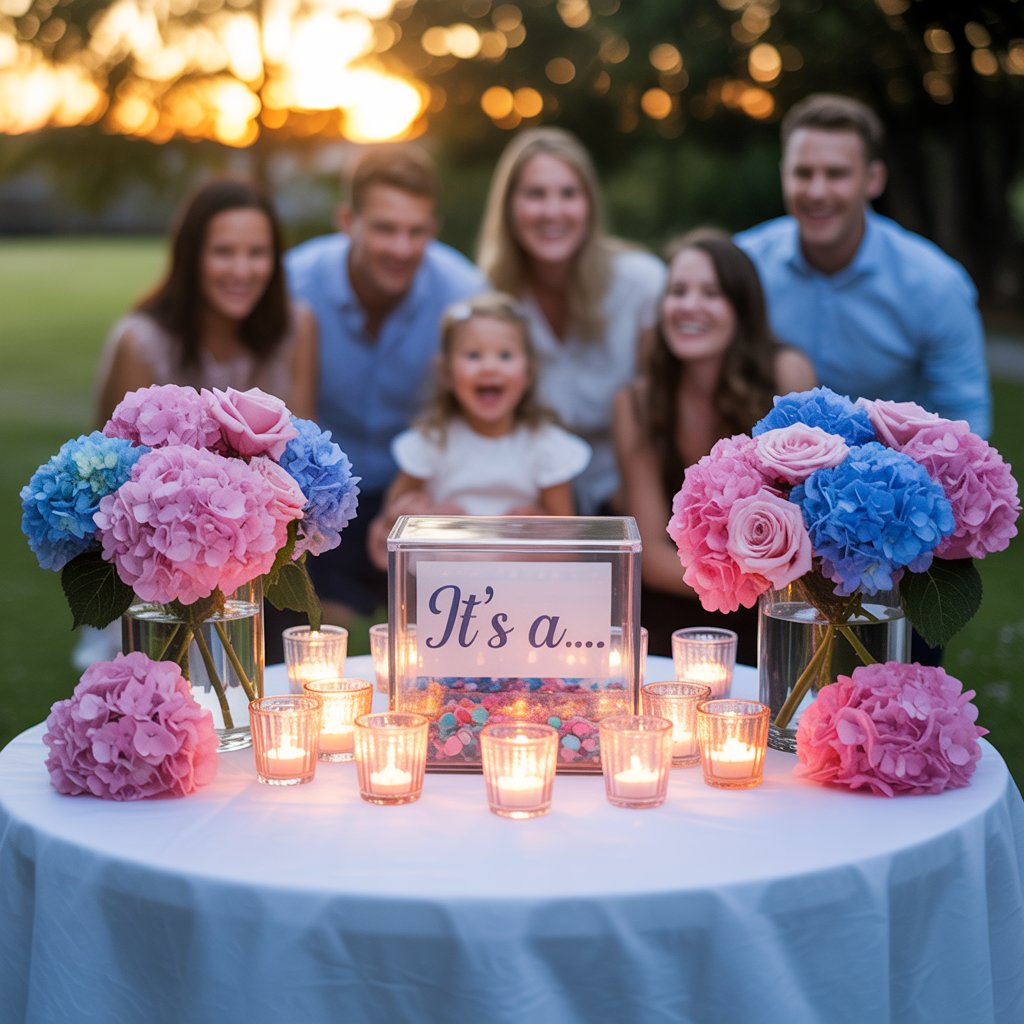 
Keyword-rich (includes gender reveal, pink & blue, decor, celebration)