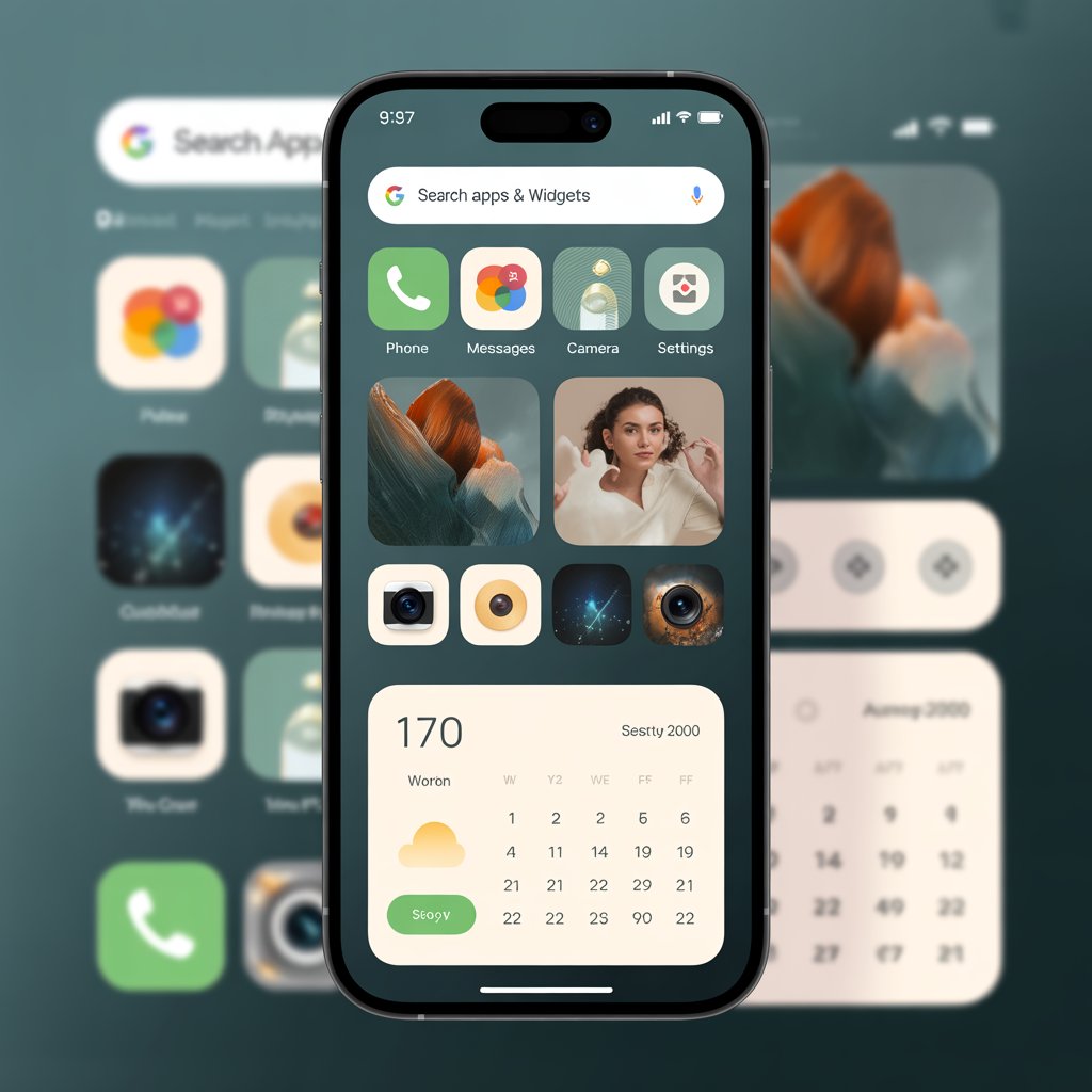 Top Aesthetic Wallpaper Ideas for a Stunning Home Screen in 2025 2 A vibrant, high-resolution smartphone screen displaying a colorful, modern home screen design with artistic icons and a sleek, minimalist background, highlighting personalization and digital style.