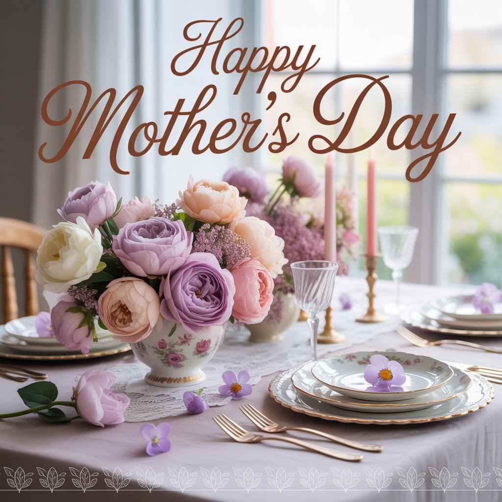Vibrant Tablescapes That Wow: Indoor & Outdoor Dining Party Decor to Impress 3 Elegant Mother’s Day tablescape with pastel flowers and gold tableware