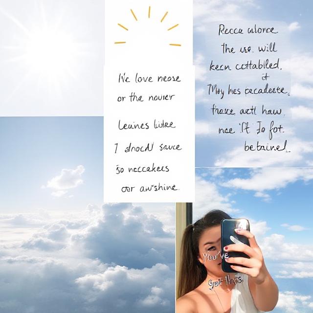 Aesthetic Wallpapers That Brighten Your Screen and Your Soul 3 : A calming collage with sunshine, handwritten motivational quotes, peaceful skies, and a mirror selfie that says “You’ve got this.”