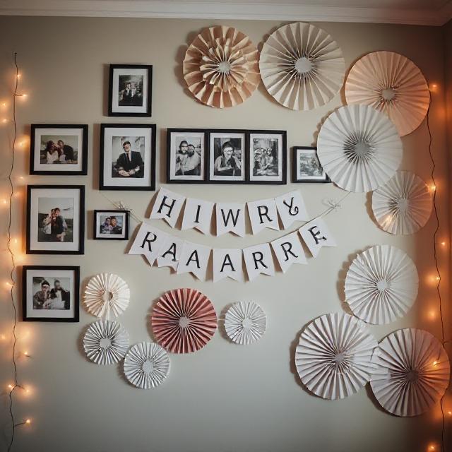Home Celebration Decor Ideas That Turn Spaces into Moments 11 Personalized celebration wall with photos and decorations as a meaningful home celebration decor idea.