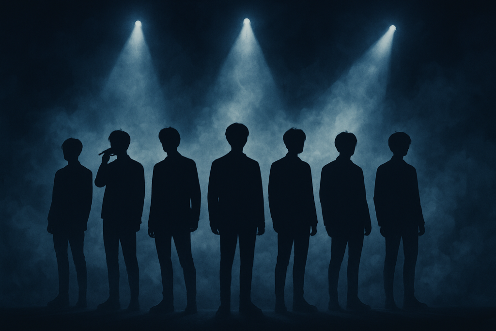 Laptop Wallpaper HD 1080p Aesthetic Dark BTS Stunning Backgrounds for Your Screen 4 A sleek laptop displaying a crisp HD BTS wallpaper with dramatic lighting, stage smoke, and vivid spotlight details that make the scene appear dynamic and lifelike.