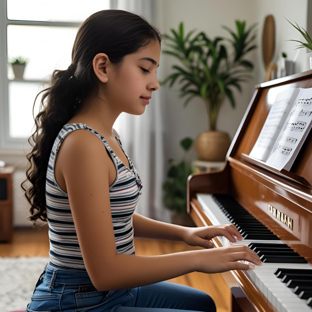 Hobbies That Enrich Your Life: 12 Inspiring Ideas to Boost Joy & Creativity 10 A young person learning piano as a musical hobby at home