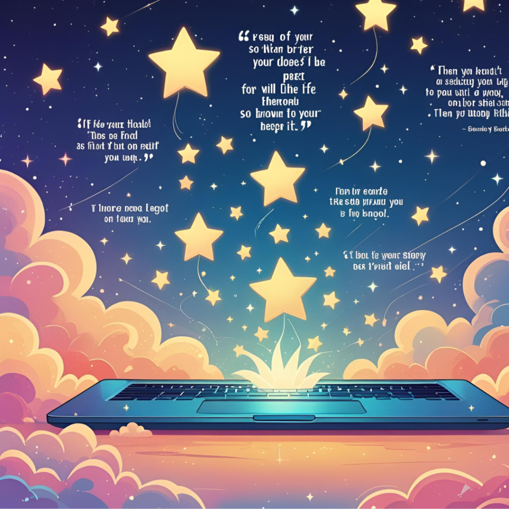 Aesthetic Wallpaper Background for Laptop 2025 11 Illustrate a whimsical motivational theme with floating stars and quotes on a laptop background, in dreamy colors, to create an amazing, uplifting visual.