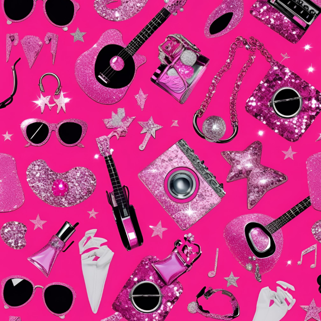 Aesthetic Wallpapers That Brighten Your Screen and Your Soul 12 "Hot pink collage with pop star vibes, glam style, and music performance inspiration."