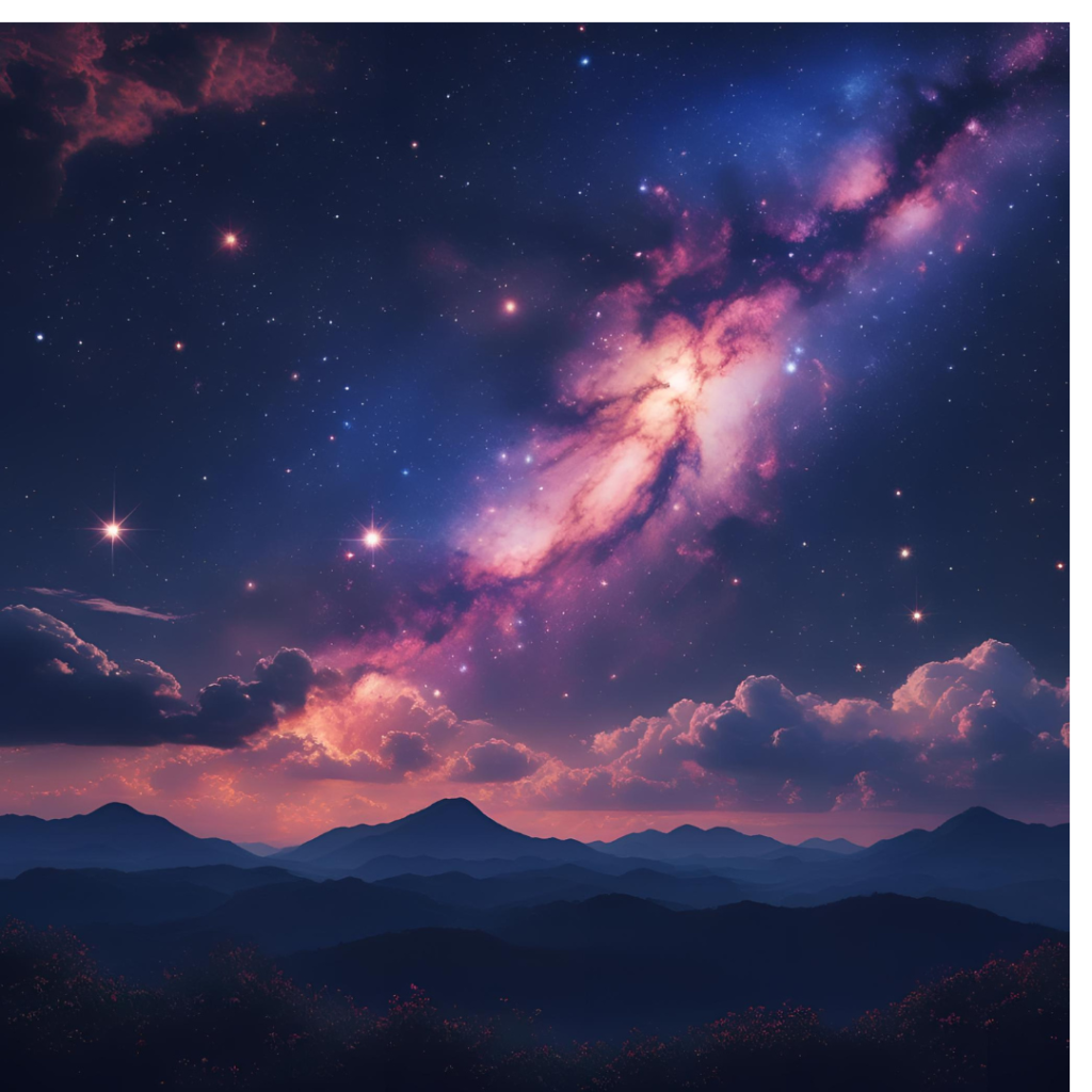 Nature Inspired Wallpapers: Breathtaking Views for Your Screen 7 Celestial Galaxy Night Wallpaper featuring stars, galaxy clouds, and dark silhouettes.