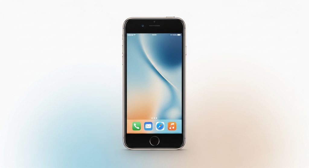 Aesthetic Wallpaper Background iPhone White Minimal & Elegant HD Designs 9 "iPhone wallpaper mockup with white background blended with soft pastel blue and beige gradient."