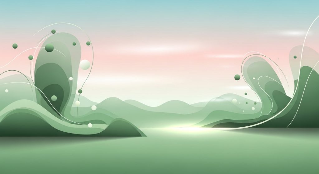 Top Aesthetic iPad Wallpapers for a Minimal & Stylish Look 4 Vibrant digital artwork of muted nature landscapes with abstract shapes under a hazy sky, featuring soft pastels and greens for a fresh, trendy aesthetic.