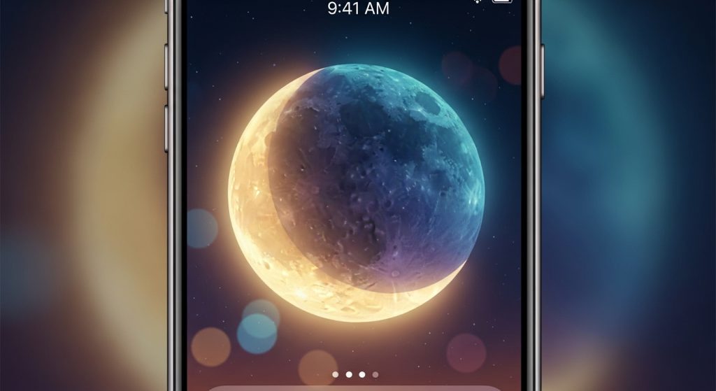 Best Aesthetic Moon Wallpapers for iPhone | Dark & Minimal Backgrounds 3 “Aesthetic iPhone screen displaying crescent moon wallpaper with soft glowing tones.”