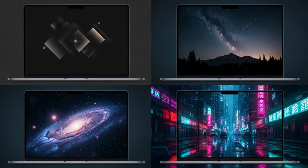Dark Aesthetic Wallpaper for Laptop: Stylish Backgrounds to Elevate Your Screen 6 A writer typing on a laptop in a dim-lit café, the screen glowing with a minimalist dark aesthetic wallpaper for laptop.