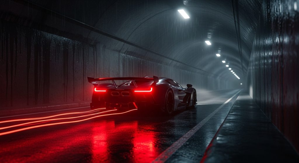 Laptop Wallpaper Aesthetic High Quality Desktop HD 1920x1080 Dark Cars 10 Laptop wallpaper aesthetic of a hypercar with glowing red taillights disappearing into a dark tunnel, cinematic HD background.