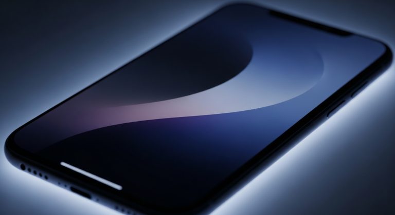Feature image of a smartphone screen glowing with a sleek dark aesthetic wallpaper, creating a stylish and calming look.