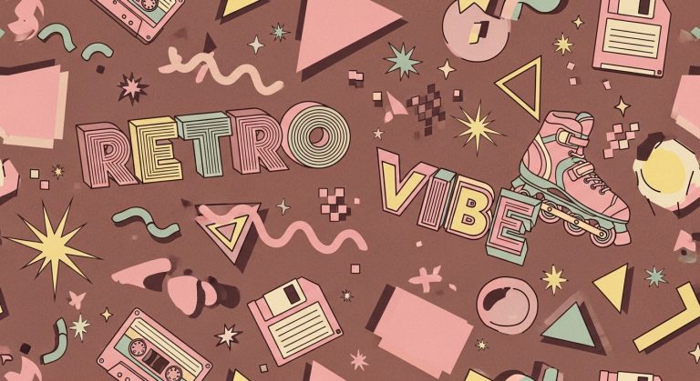 Vintage aesthetic wallpaper in brown and pink featuring 90s-inspired motifs, blending nostalgic charm with retro design for a stylish and eye-catching look.