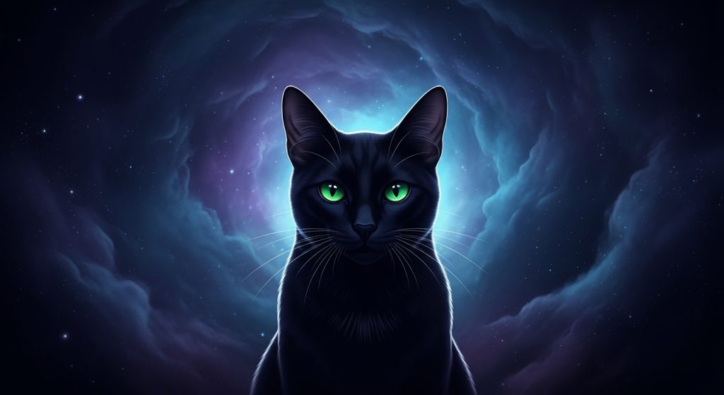 Laptop Wallpaper HD 1080p Aesthetic Dark Cat 2 Mysterious dark cat laptop wallpaper aesthetic in HD 1080p, glowing eyes under soft moonlight for a sleek and stylish desktop background.