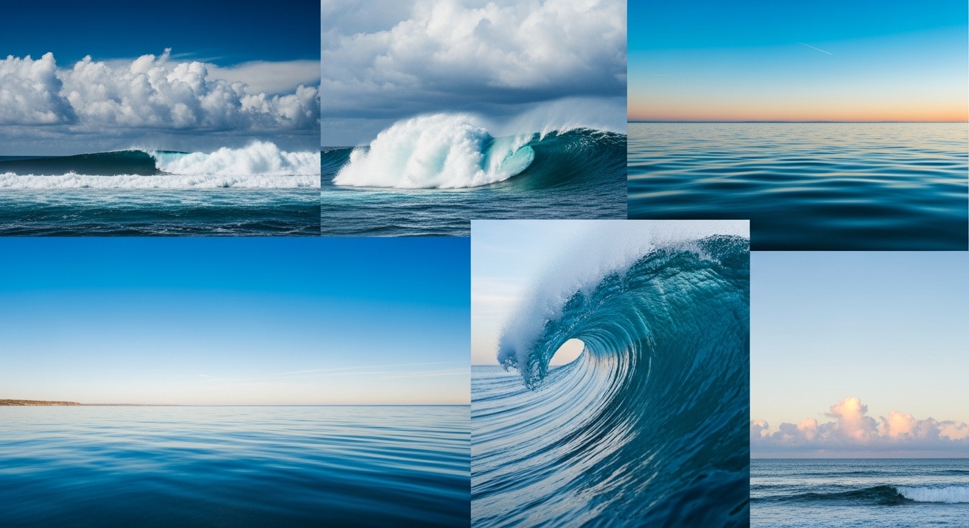 "Feature image of blue aesthetic wallpapers showcasing ocean waves, skies, and calming tones, designed for a serene and stylish screen background