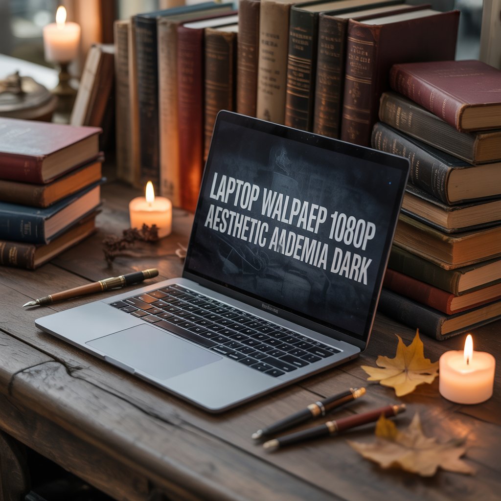 Laptop Wallpaper HD 1080p Aesthetic Dark Academia Dark – A Complete Guide 2 Laptop with Laptop Wallpaper HD 1080p Aesthetic Dark Academia Dark showing books, candles, and vintage tones.