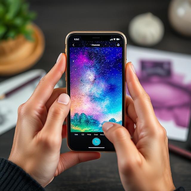 Aesthetic Wallpaper iPhone: Discover 2025 Trends to Refresh Your Screen 14 Show an amazing DIY process with hands editing an aesthetic wallpaper on iPhone via app, adding filters and layers, tools like stylus for creative vibe.
