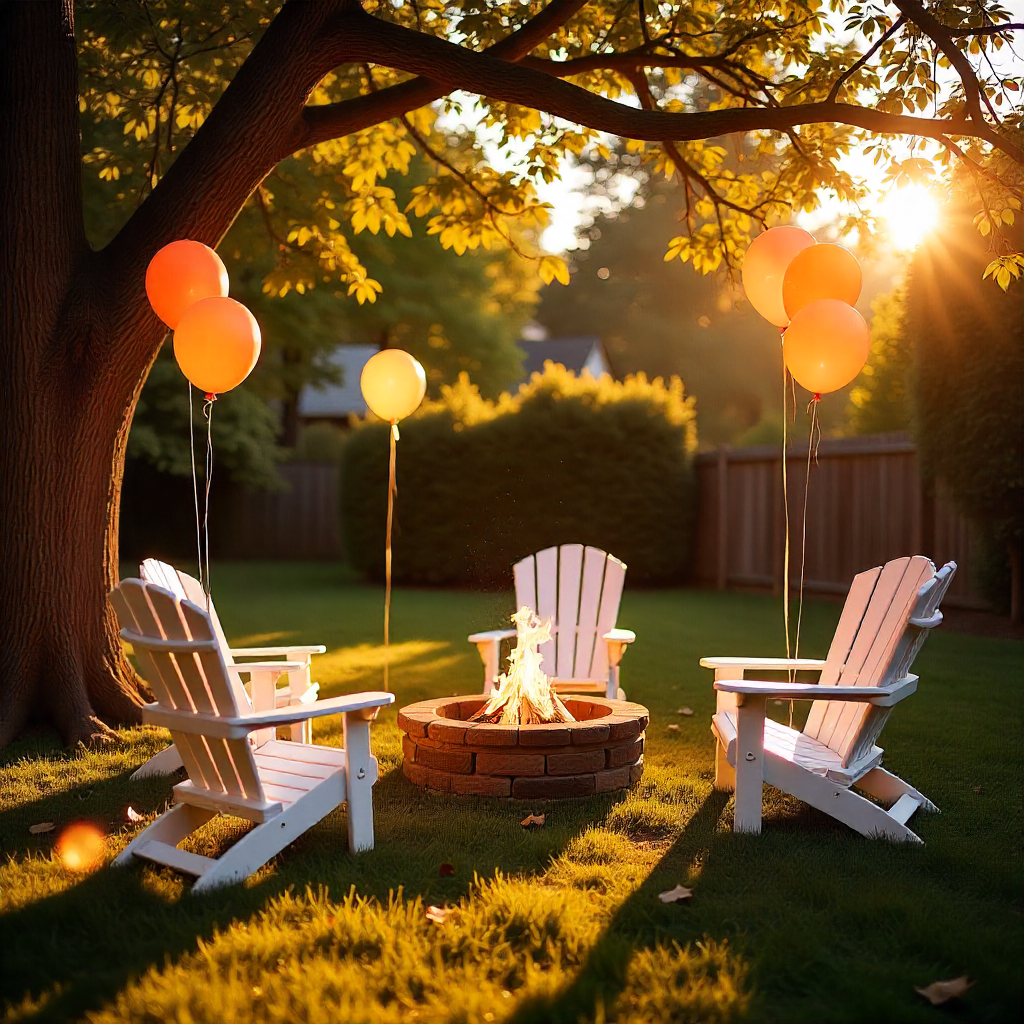 The Perfect Tea Party: A Delightful Gathering of Elegance and Charm 3 Backyard tea party setup with pink balloons, floral tablecloths, and soft lighting.