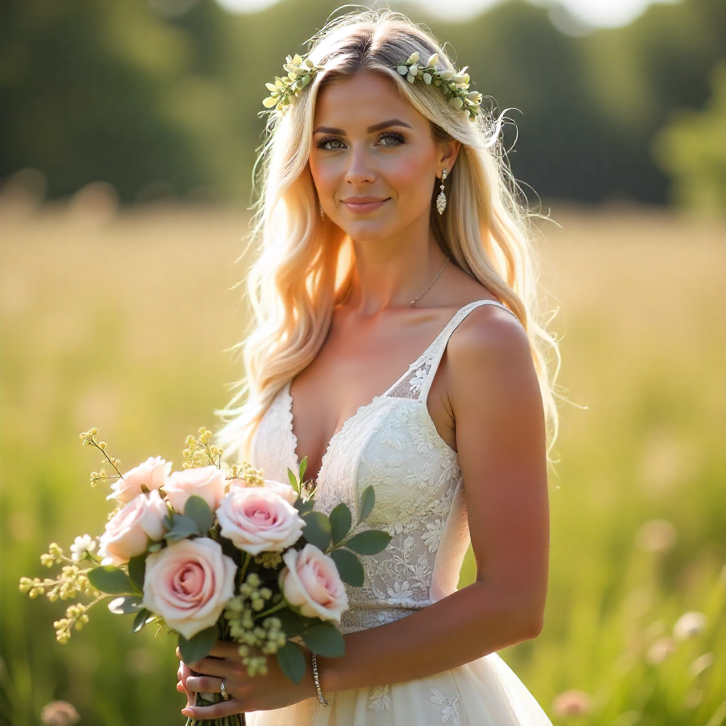 Secret Garden Wedding: Enchanting Pastel Floral Decor & Dreamy Wedding Chandeliers 9 Bride holding a pastel garden-style bouquet with soft pink roses and eucalyptus.