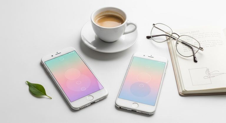 Feature image of iPhone and Android displaying simple aesthetic wallpaper backgrounds with minimal and calm designs.
