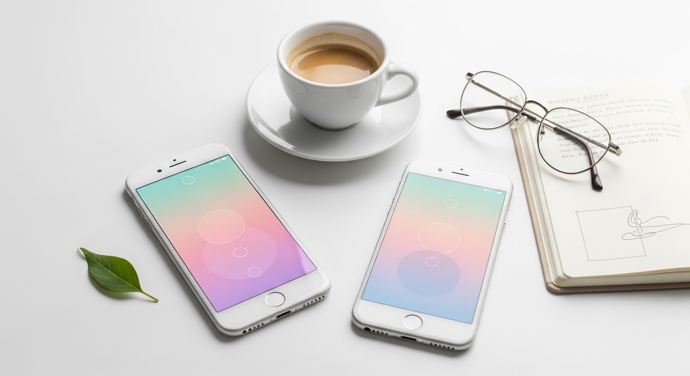 Feature image of iPhone and Android displaying simple aesthetic wallpaper backgrounds with minimal and calm designs.