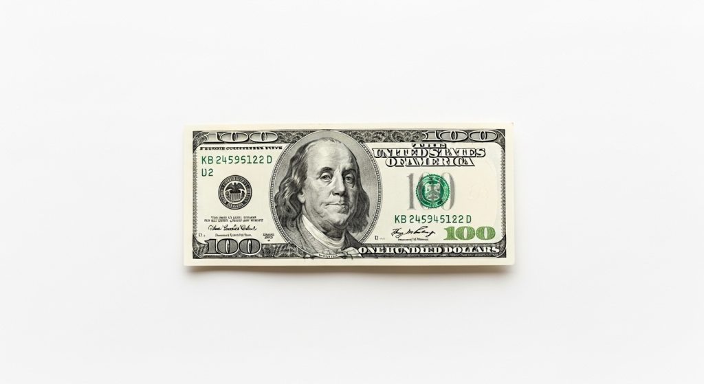 Money Aesthetic Wallpaper Background Luxury & Wealth Vibes in HD 7 A minimalist wallpaper with one crisp $100 bill floating on a pure white background.