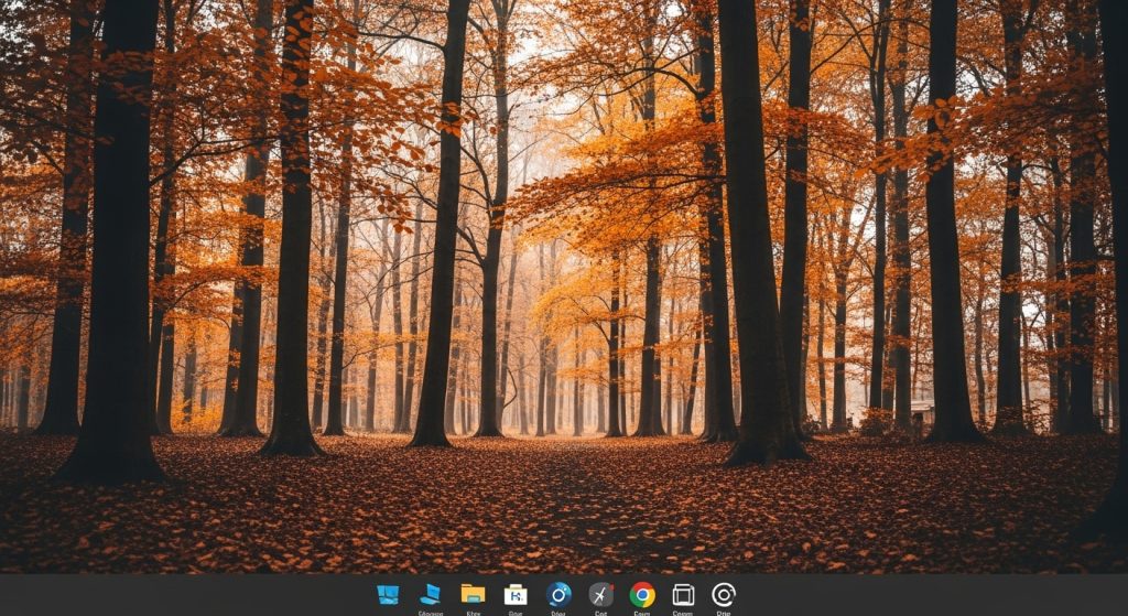 Brown Aesthetic Wallpapers for PC | Warm & Minimal Desktop Backgrounds 5 A high-resolution desktop wallpaper of an autumn forest with soft brown and golden leaves.