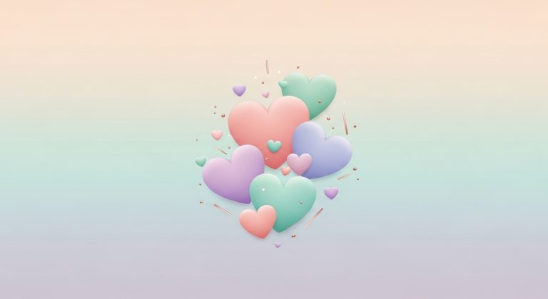 "Aesthetic love wallpaper for iPhone with pastel hearts and romantic HD design"
