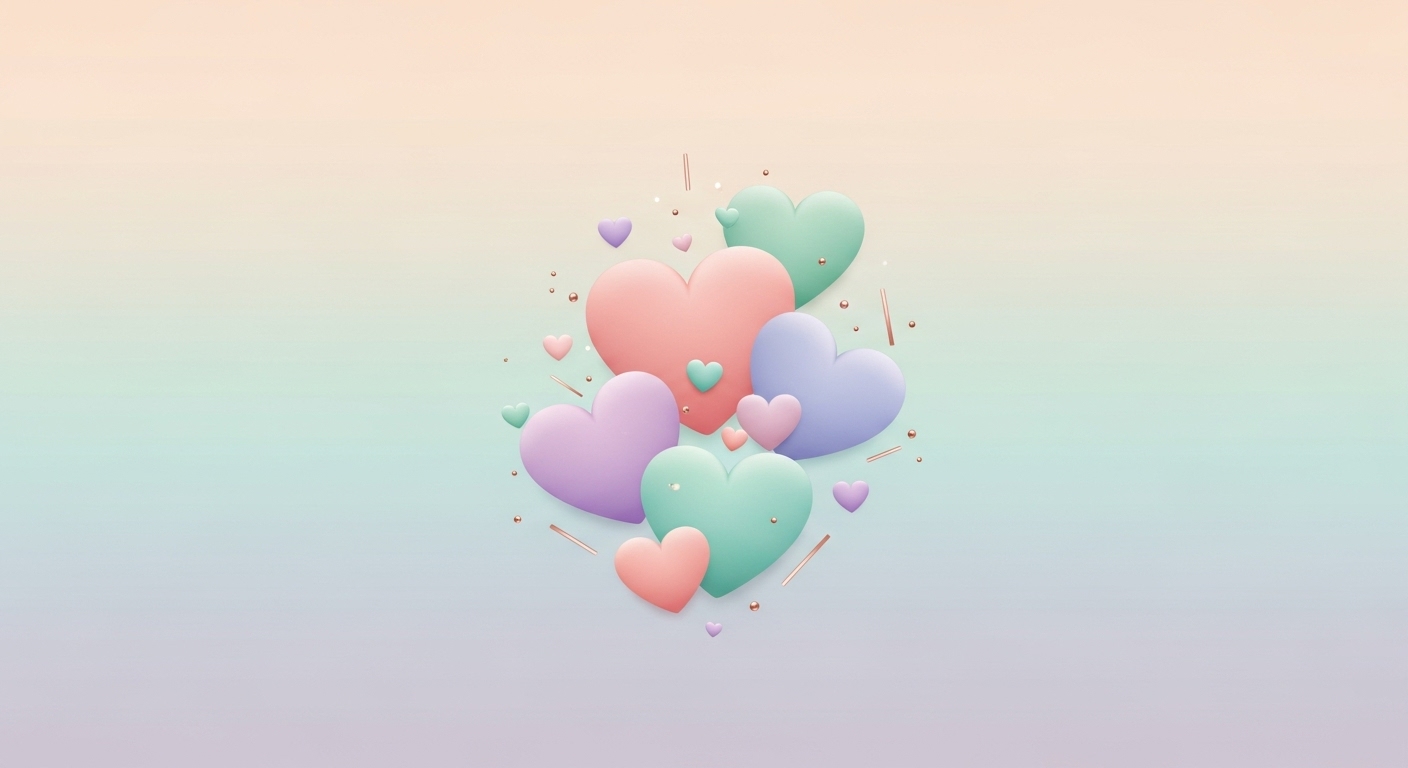 "Aesthetic love wallpaper for iPhone with pastel hearts and romantic HD design"
