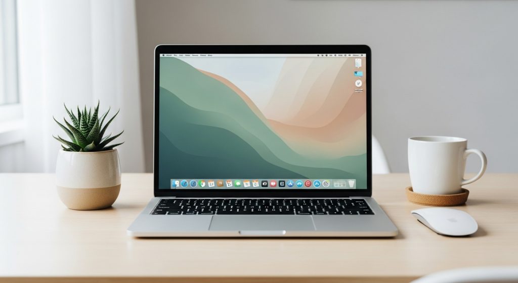 Aesthetic Mindful Living Wallpaper: A Digital Path to Calm 4 Earthy-toned aesthetic mindful living wallpaper for calm laptop space.
