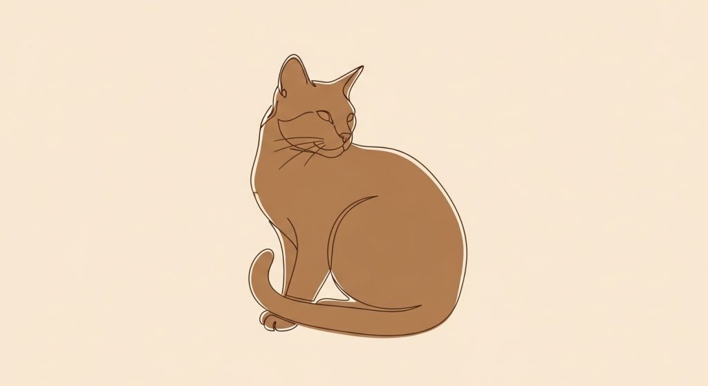 Style Your Screen with Aesthetic Brown Cat Wallpapers 5 Minimal brown cat line art wallpaper in pastel tones.”