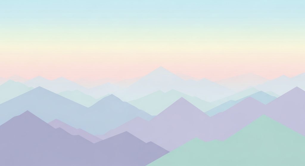  A minimalist mountain wallpaper with pastel tones, simple triangular peaks, and soft gradients.