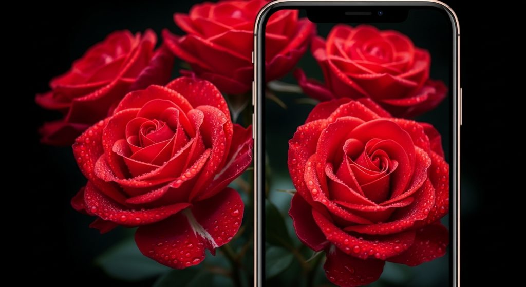 Aesthetic Flower Wallpapers Best Floral Backgrounds for iPhone & Android 6 An iPhone background showing bold red roses with sharp contrast against a dark black background.