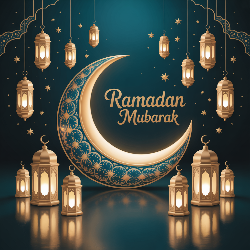Top Islamic Aesthetic Wallpaper Backgrounds for iPhone Users 11 “A Ramadan wallpaper with glowing lanterns, crescent moon, and stars in golden tones against dark sky.”