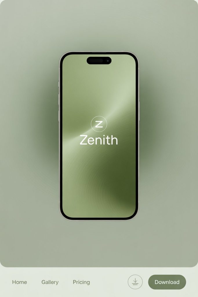 Nature Inspired Green Aesthetic Wallpaper for iPhone & Android 7 Minimalist sage green gradient wallpaper on phone screen against neutral background.