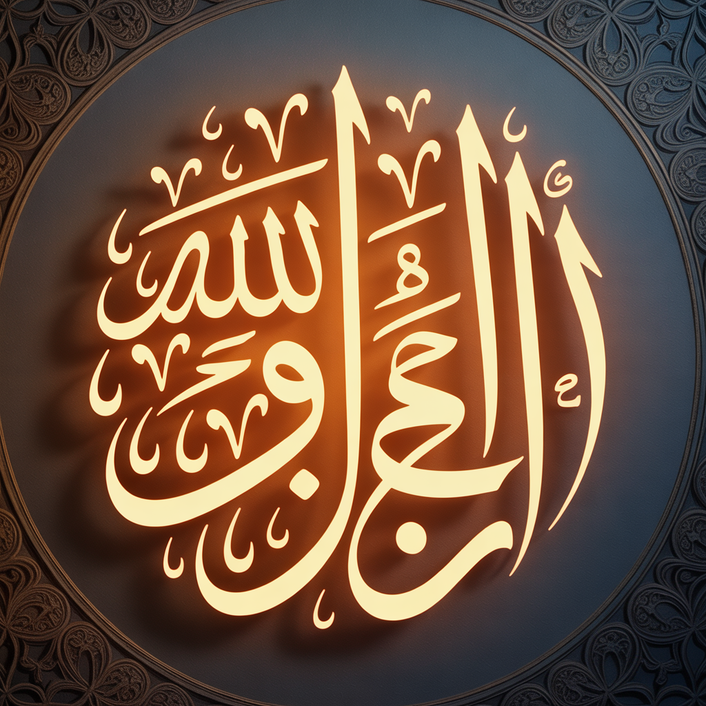 Top Islamic Aesthetic Wallpaper Backgrounds for iPhone Users 14 .Image Prompt: “A final aesthetic wallpaper design showing glowing Arabic calligraphy with soft golden light, symbolizing peace.”