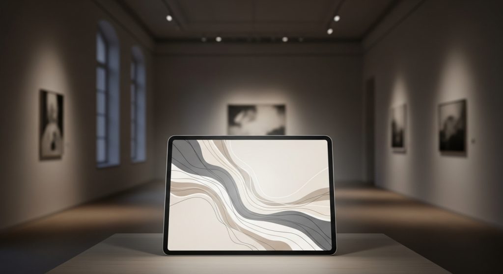 Top Aesthetic iPad Wallpapers for a Minimal & Stylish Look 1 Dark aesthetic wallpaper with moody black and navy tones, soft neon reflections, and bold white text “DREAM IN SHADOWS.”