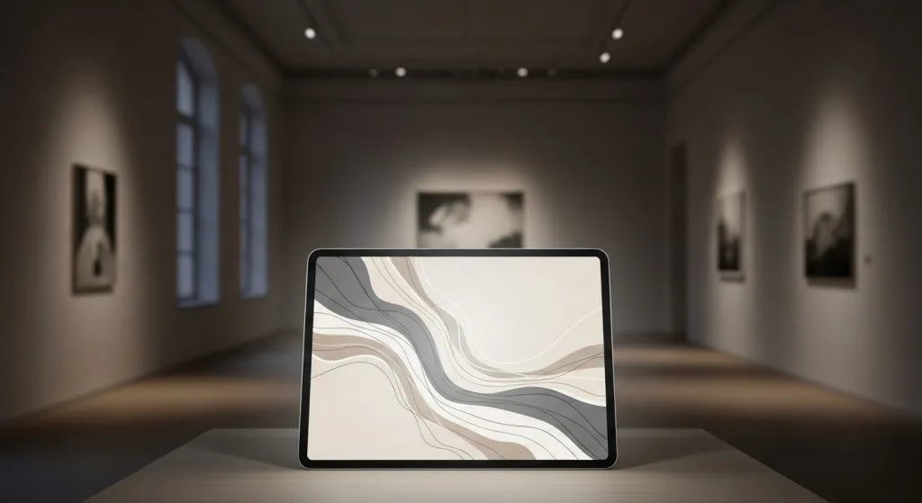 Top Aesthetic iPad Wallpapers for a Minimal & Stylish Look 1 Dark aesthetic wallpaper with moody black and navy tones, soft neon reflections, and bold white text “DREAM IN SHADOWS.”