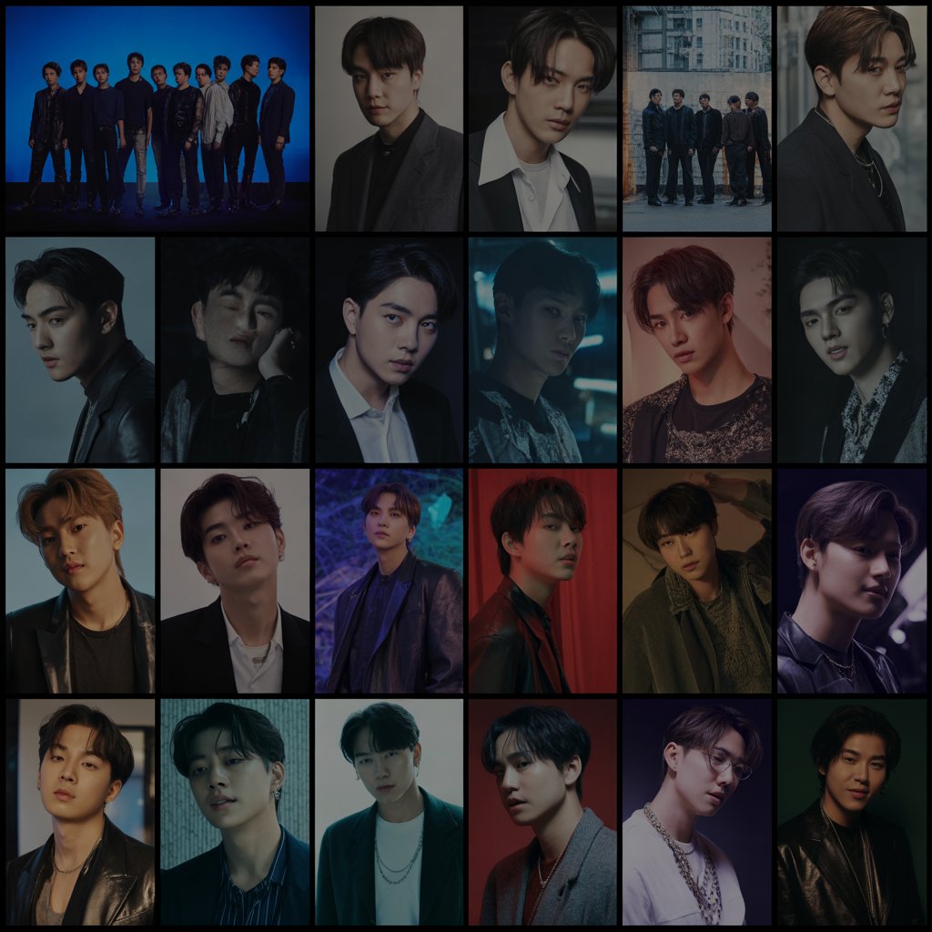EXO Desktop Wallpaper HD 1080p Dark Aesthetic for Laptop 5 a cinematic grid layout featuring 20 hig VG2 5 4rTHaD4wJ6fU8KaA 3GtEK mGQk E18qjEfP7bA
