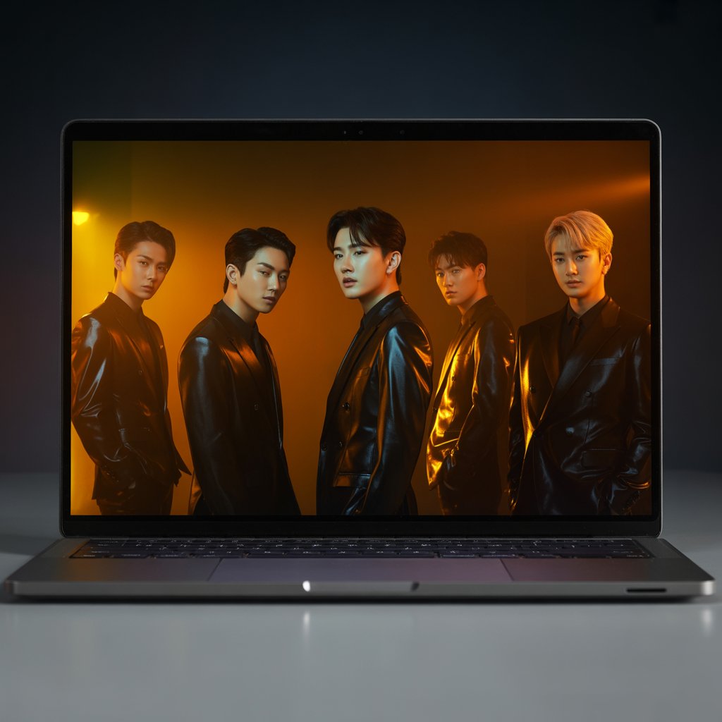 EXO Desktop Wallpaper HD 1080p Dark Aesthetic for Laptop 3 a sleek modern laptop displaying a