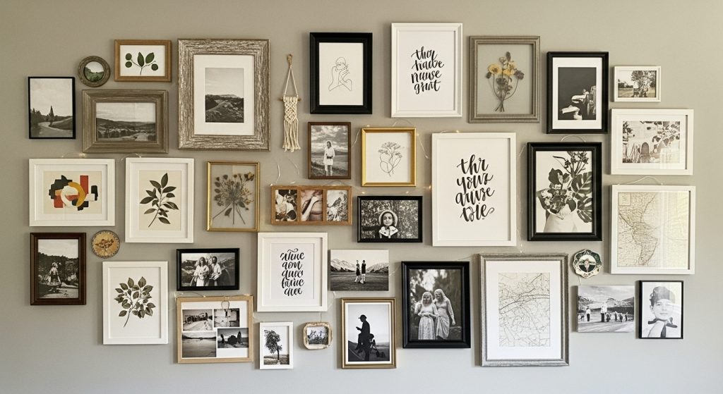 Ideas for the House: Simple Ways to Refresh Your Home 5 Decorative gallery wall featuring photos and artistic frames.