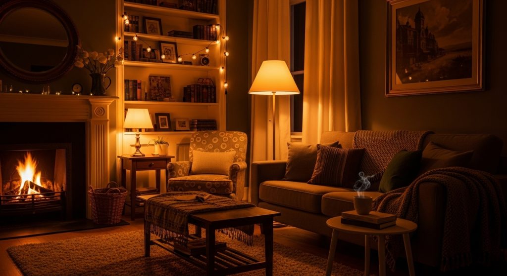 Ideas for the House: Simple Ways to Refresh Your Home 1 Warm living room lighting with cozy lamps and soft ambient glow.