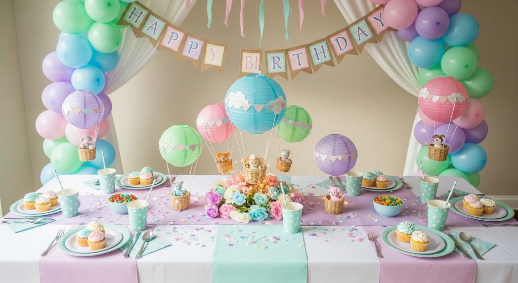 DIY Mastery: Creative, Easy & Affordable Projects for Every Home 8 Beautiful DIY birthday decorations including balloon arch and handmade banner.