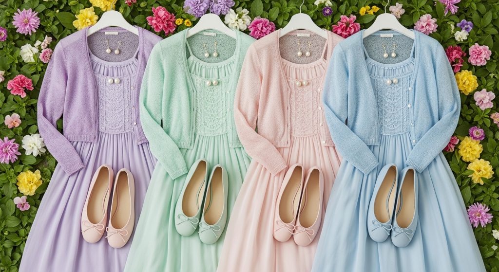 The Ultimate Guide to Outfits: How to Build Stylish Looks for Every Day 6 Feminine outfit essentials in soft pastel tones.