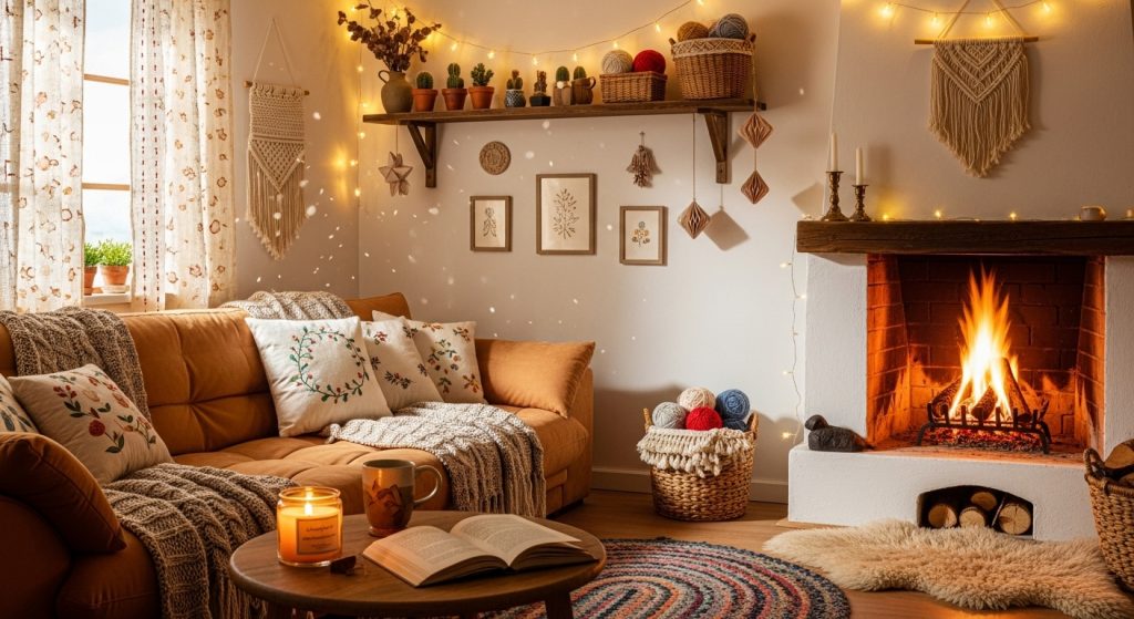 DIY Mastery: Creative, Easy & Affordable Projects for Every Home 1 Cozy living room decorated with handmade DIY crafts and warm natural accents.