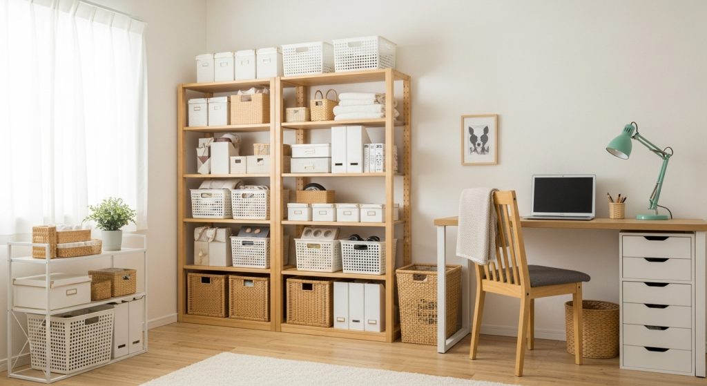 Ideas for the House: Simple Ways to Refresh Your Home 10 Clean and clutter-free home with tidy shelves and storage baskets.