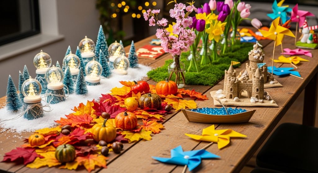 DIY Mastery: Creative, Easy & Affordable Projects for Every Home 11 Colorful seasonal setup featuring handmade DIY decor for all holidays.