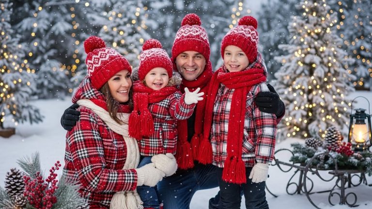 Magical winter-themed family photo shoot capturing holiday memories.